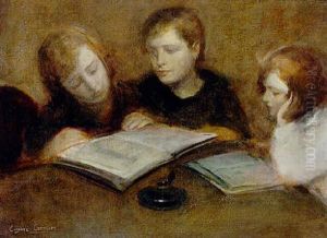 Trois Jeunes Filles En Train De Lire by Eugene Carriere