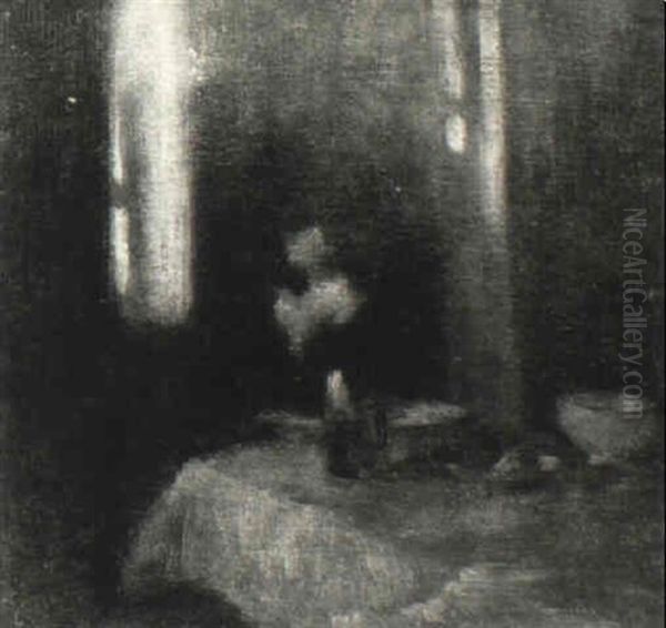 Femme Devant Une Table Dans Un Interieur - view 1