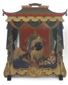 A Chinoiserie Fire Screen With A Pekingese