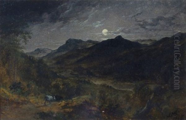 Moonlit Landscape With Cows - view 1