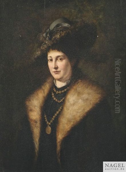 Bildnis Einer Dame In Dunklem Kleid Mit Pelzbesetztem Mantel Und Hut - view 1