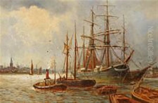 Harbour Scene With Anchoring Ships - view 1