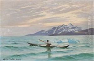 View From Greenland With A Man In A Kayak