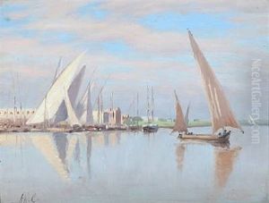 Fishing Boats On The Nile by Andreas Christian Riis Carstensen