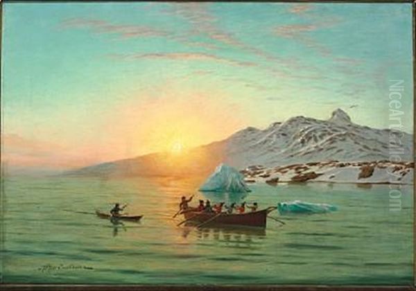 Summer Day In Greenland With An Umiak In A Fiord - view 1