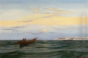 Fischerboote Vor Der Nordseekuste Bei Schottland by Andreas Christian Riis Carstensen