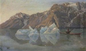 Kajakmand I En Fjord Ved Vajgattet by Andreas Christian Riis Carstensen