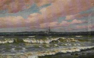 Sejlskib Pa Havet, Frisk Vejr by Andreas Christian Riis Carstensen