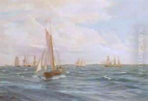 Sejlskibe Udfor Kronborg by Andreas Christian Riis Carstensen