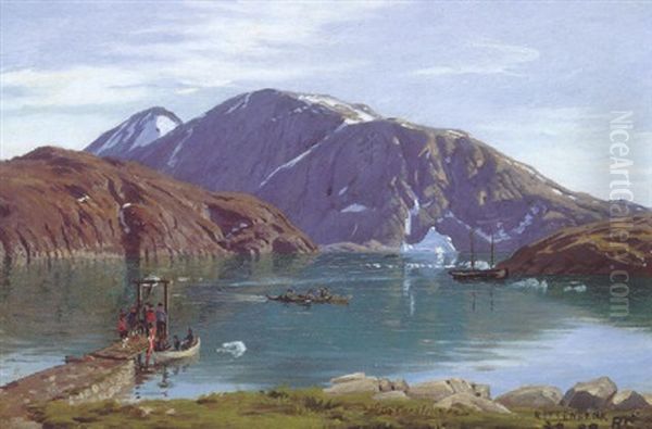 Parti Fra Gronland Med Rittenbenk Havn Med Kangekfjeldet - view 1