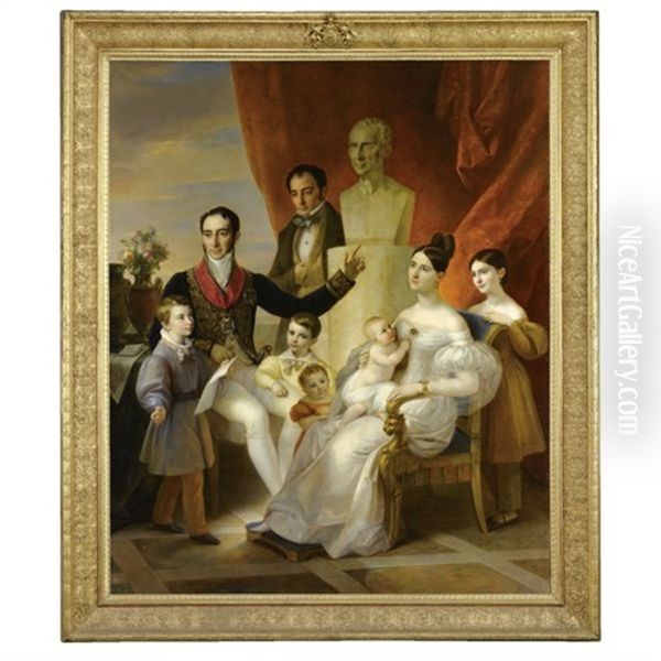 Ritratto Del Marchese Santangelo Con La Moglie Carolina Castriota Scanderberg E I Figli - view 1