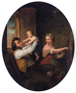 Interior Scene With Three Figures by Dennis Malone Carter