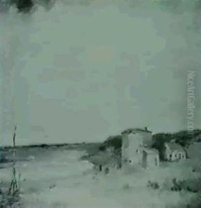 Coastal Scene With Figures Andvilla by Fernando A. Carter