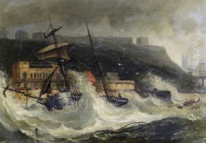 Wreck Of The Copeland South Sheilds Nov 2 At Scarboro Spa by Joseph Newington Carter