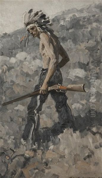 Indian Brave With A Rifle - view 1