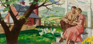 A Summer In The Country, Ladies Home Journal Interior Story Illustration by Pruett Carter