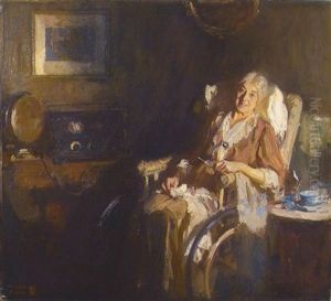 Older Woman Listening To The Radio (illus. For Rca-radiola)