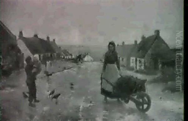 Figures On A Village Street - view 1