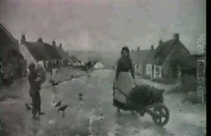 Figures On A Village Street by Richard Harry Carter