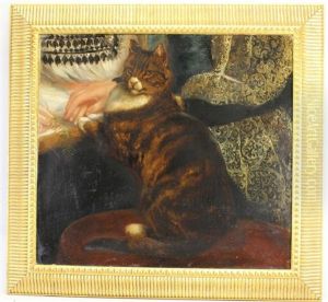 Painting Of A Cat In An Elegant Interior Setting by Samuel John Carter