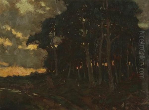 A Shepherd And His Flock At Day's End - view 1