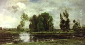 A Landscape With Ducks On The Water In The Foreground by Karl Cartier