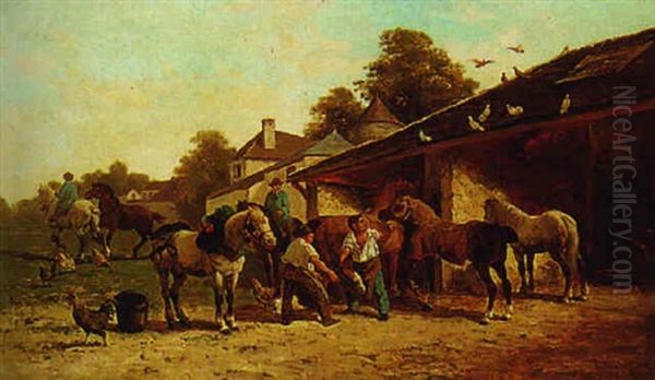 Horses By The Stables - view 1