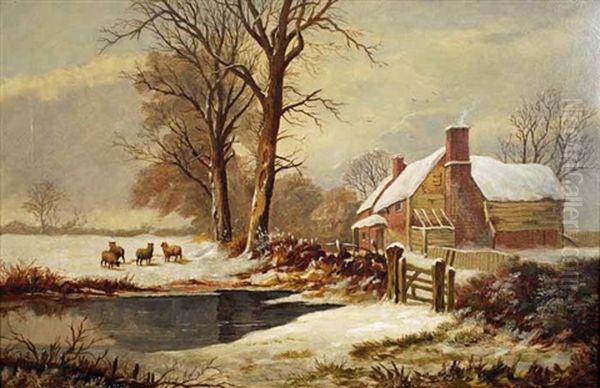 Farm Building Near Hampstead, Staffordshire, Winter - view 1