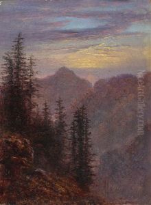 Mountain Landscape At Dusk by Carl Gustav Carus