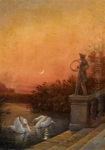 Abenddammerung Bei Schlos Moritzburg by Carl Gustav Carus