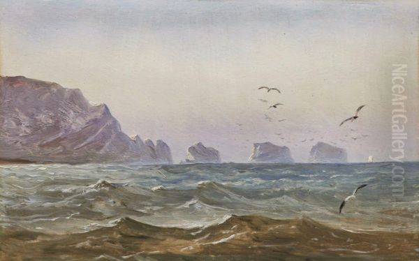 Seestuck Mit Felsen (the Needles, Isle Of Wight, Im Gegenlicht) - view 1