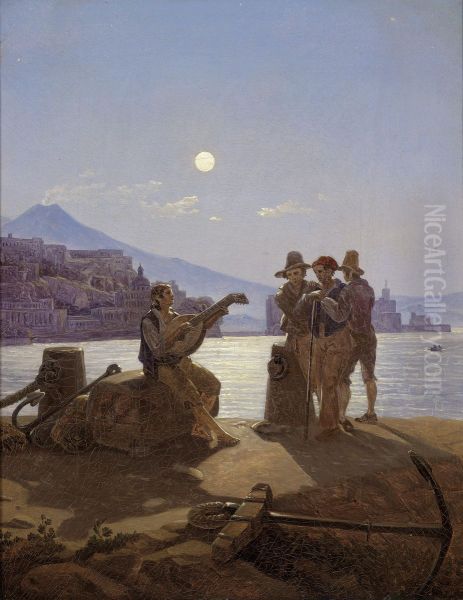 Italienische Fischer Im Hafen Von Neapel - view 1