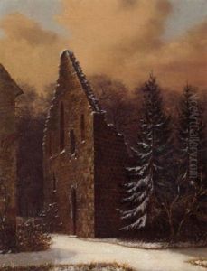 Ruine Einer Waldkapelle Im Schnee by Carl Gustav Carus