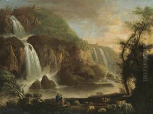 View Of The Falls At Tivoli And The Villa Of Maecenas Beyond