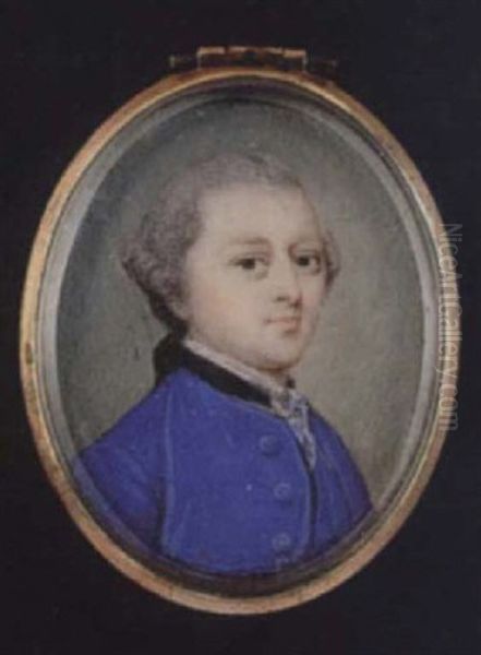 The Earl Of Coventry  With Powdered Hair En Queue, Wears Bright Blue Coat, Matching Waistcoat, Black Stock And White Lace Cravat - view 1