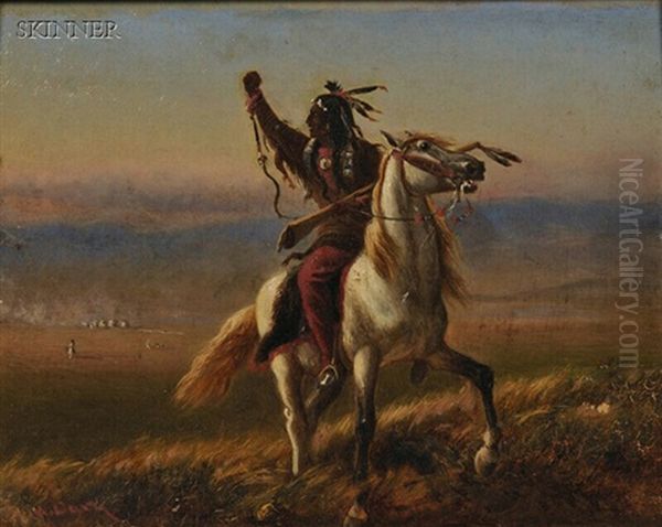 Scene With A Native American Warrior On Horseback - view 1