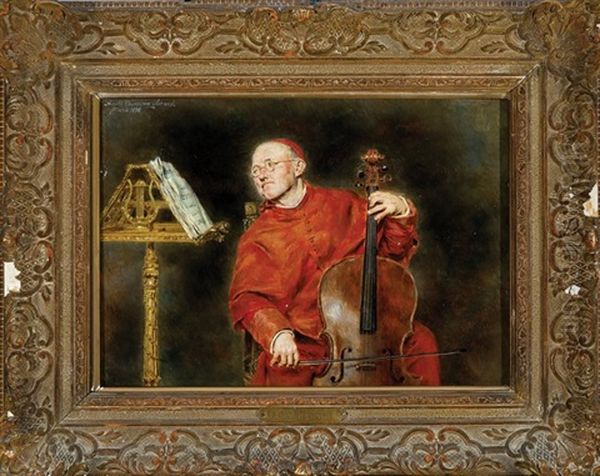 Cardinal Playing Cello - view 1