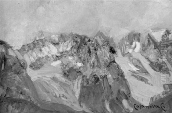 Bergkette Unter Leicht Bewolktem Himmel - view 1