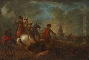 Reitergruppe Bei Der Rast by Francesco Giuseppe Casanova