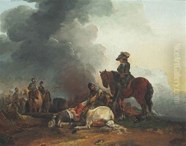 A Cavalry Officer Inspecting A Fallen Horseman - view 1