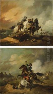 Schlachtszenen (2 Works) by Francesco Giuseppe Casanova