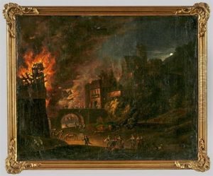 Plunderung Und Niederbrennung Einer Vom Feindlichen Militar Ersturmten Stadt by Francesco Giuseppe Casanova