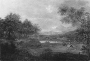 Landschaft Mit See Und Reiter by Francesco Giuseppe Casanova