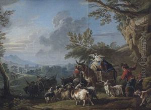 Paesaggio Con Viaggiatori E Un Pastore Con La Gregge
