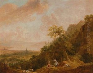 Hirtenpaar Mit Schafen Und Ziege by Francesco Giuseppe Casanova