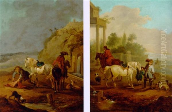 Horsemen Stopping At A Well - view 1
