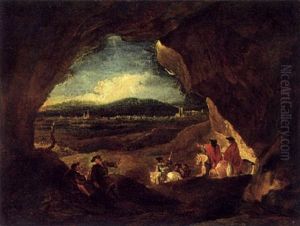 Landschaft Mit Reitern Vor Einer Felsgrotte by Francesco Giuseppe Casanova