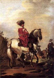 A Man On Horseback In Elegant Costume, Others Beyond A Man On Horseback In Elegant Costume, Others Beyond