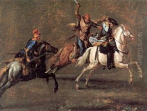Two Hussars Attack A Horseman by Francesco Giuseppe Casanova