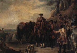 Horsemen In A Landscape by Francesco Giuseppe Casanova